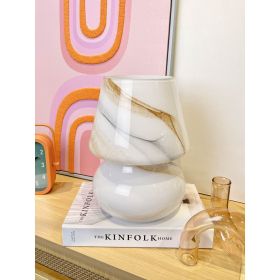 Brown Marble Glass Mushroom Lamp, 10" H x 7.5" W, Plug in