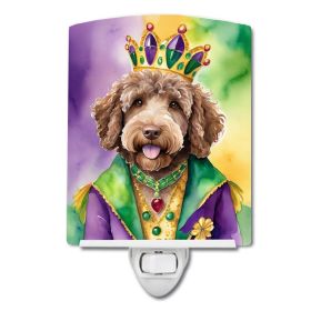 NEW Labradoodle King of Mardi Gras Ceramic Night Light Compact, UL-Certified, Ideal for Bedroom, Bathroom, Nursery, Hallway, Kitchen, 6x4x3