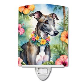 NEW Greyhound Luau Ceramic Night Light Compact, UL-Certified, Ideal for Bedroom, Bathroom, Nursery, Hallway, Kitchen, 6x4x3, Multicolor