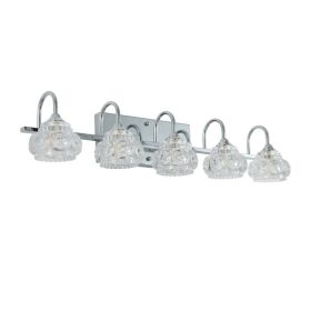 29 Nickel Finish Vintage Crystal Vanity Light - Elegant 5-Light Bathroom Mirror Fixture With Clear Glass Shades  No Bulbs (Option: Default)