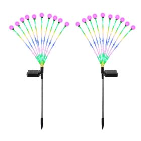 2Pcs Solar Firefly Lights Swaying Decorative Pathway Stake Lamp IP65 Waterproof Landscape Patio Yard Night Light (Color: Black, size: One size)